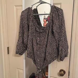 Blouse, Animal Print, Off the Shoulder